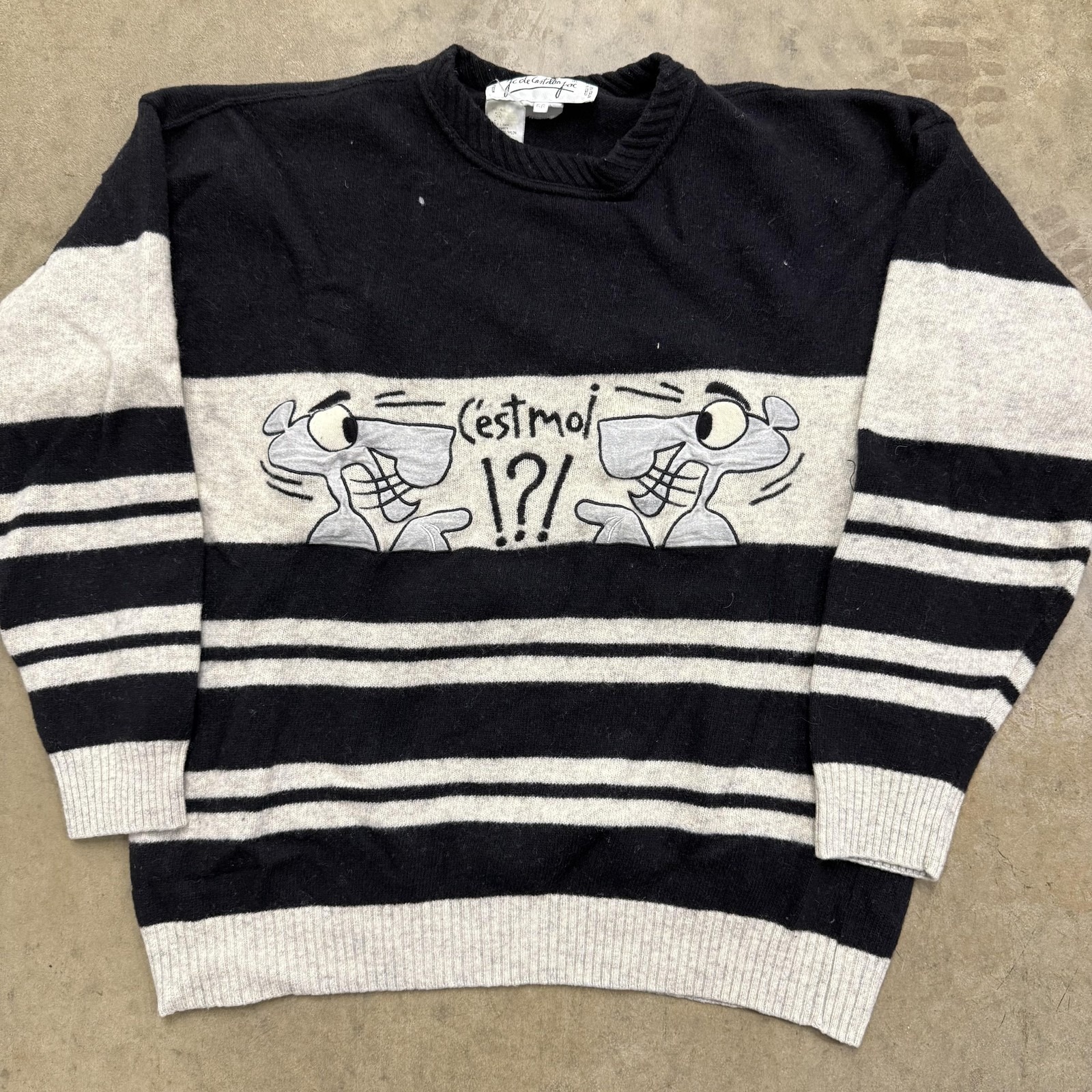 Vintage Jc De Castelbajac Sweater Mens Xl Black Pink Panther Made In Italy 90s